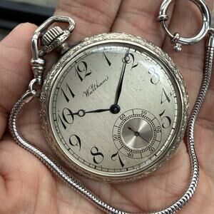 Vintage Antique 1920’s Waltham Pocket Watch 14k Gold Filled 7j Art Deco 42mm